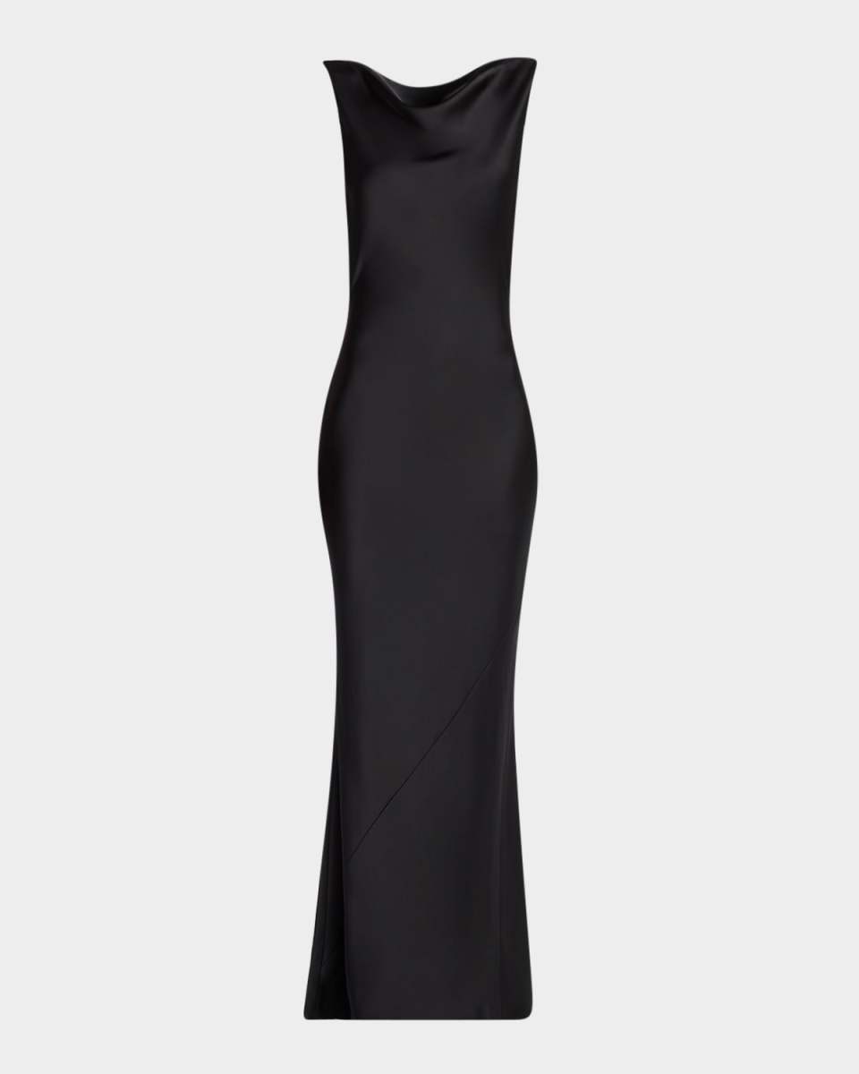 Sleeveless Low Back Drape Gown
